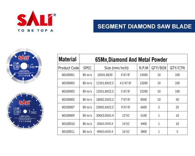 Sali 4.5inch 115*1.8*22.2mm High Quality Segemnt Diamond Saw Blade