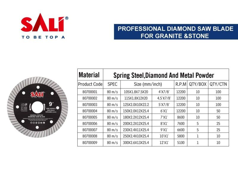 Sali 12inch 300*2.0*10*25.4mm Professional Quality Turble Diamond Saw Blade