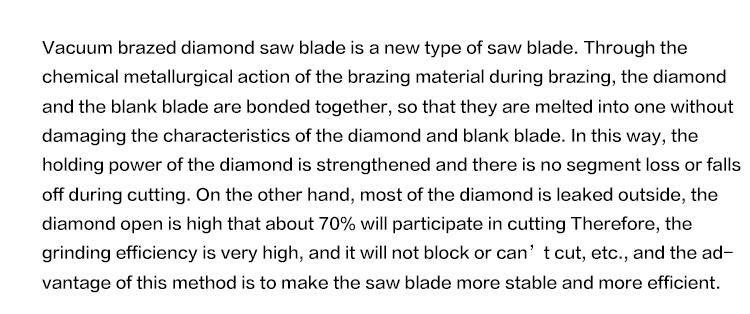 Vacuum Brazed Continuous Diamond Blade for Artificial Stone