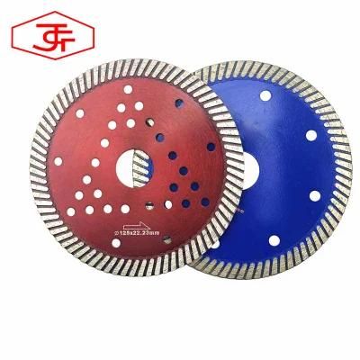 Hot Pressed Sintered Fine Turbo Diamond Saw Blade with Cooling Holes for Fast Cutting Granite Marble Quartz Stone