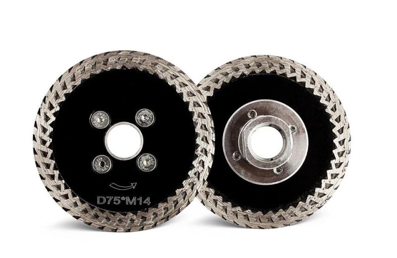 Z-Lion High Quality 3 Inch Hot Pressed Mini Cutting Disc Turbo Rim Diamond Blade with Removable M14 Flange