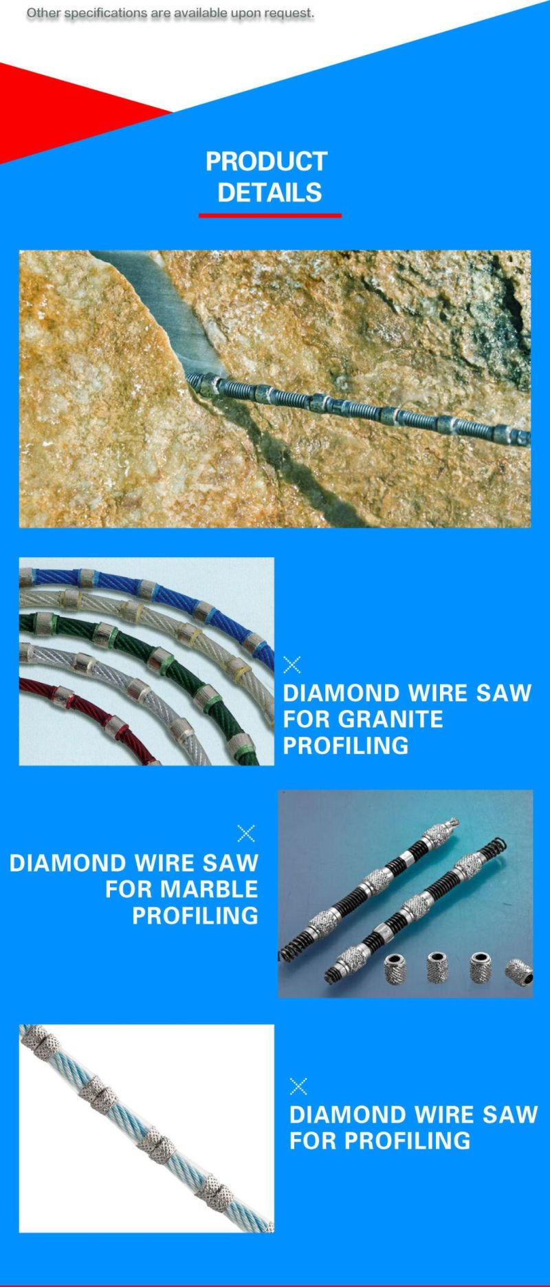 Profiling Ropes High Efficiency for Marble for Granite Diamond Wire Saw D9.0