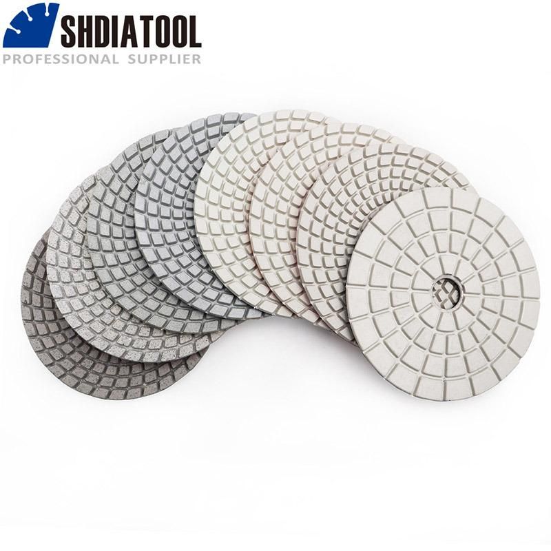 4"/ 100mm Diamond Wet Flexible White Bond Polishing Pads for Granite