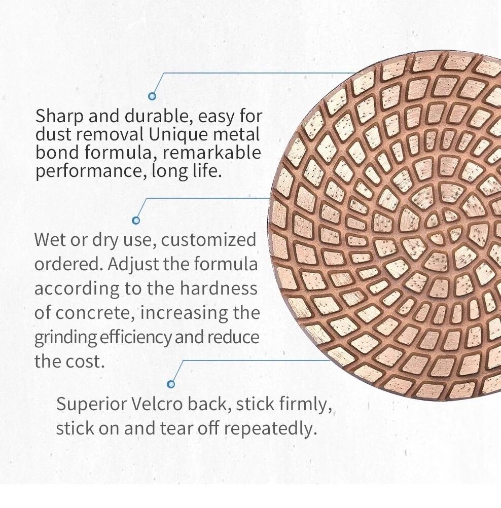 4inch Diamond Metal Grinding Pads for Concrete Floors Polishing