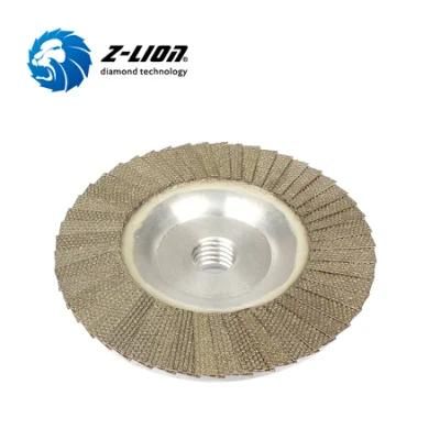 Diamond Stone Polishing Tool Aluminum Flap Grinding Wheel with Threaded Arbor