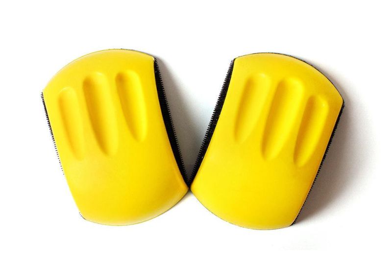 5" 6" Mouse Shape Yellow PU Foam Hook & Loop Backing Pad Holder Hand Polishing Pad