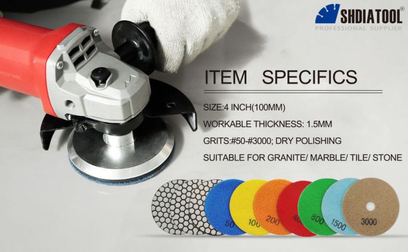 3"/80mm Diamond Resin Bond Dry Polishing Pads for Granite & Marble