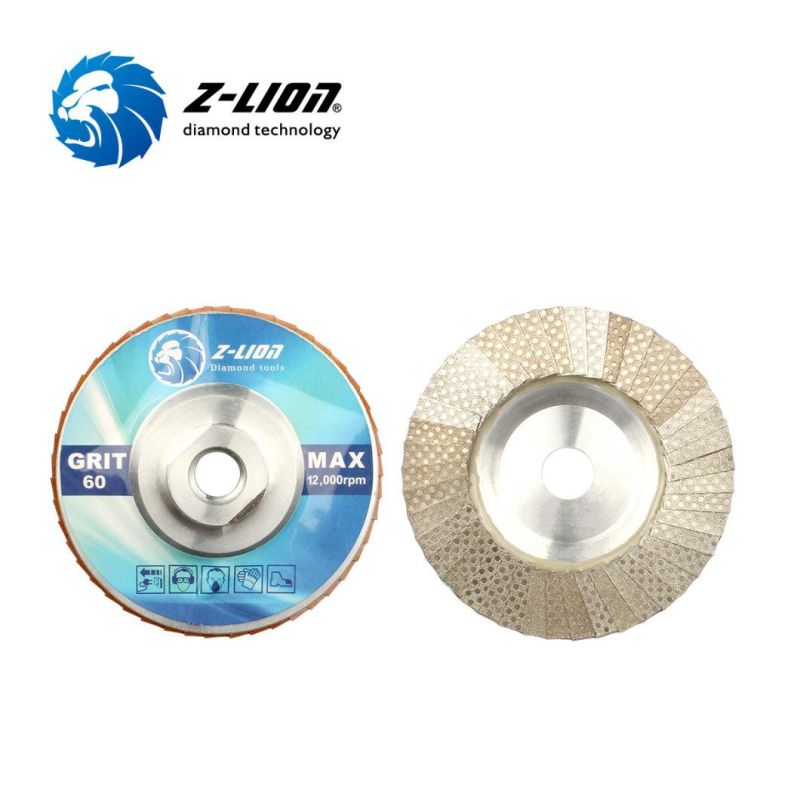 Zlion Electroplating Diamond Flap Abrasive Disc for Glass Granite Stone Ceramics Tiles Fiberglass Backing