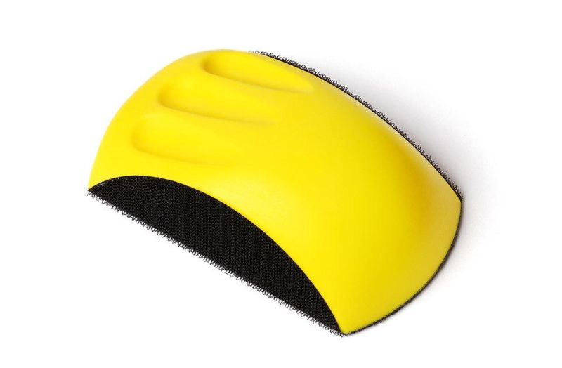 5" 6" Mouse Shape Yellow PU Foam Hook & Loop Backing Pad Holder Hand Polishing Pad