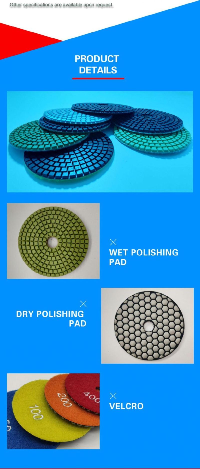 Granite Slab Tile Marble Stone Diamond Polishing Pads Abrasives Sandpaper 3-Step Pad