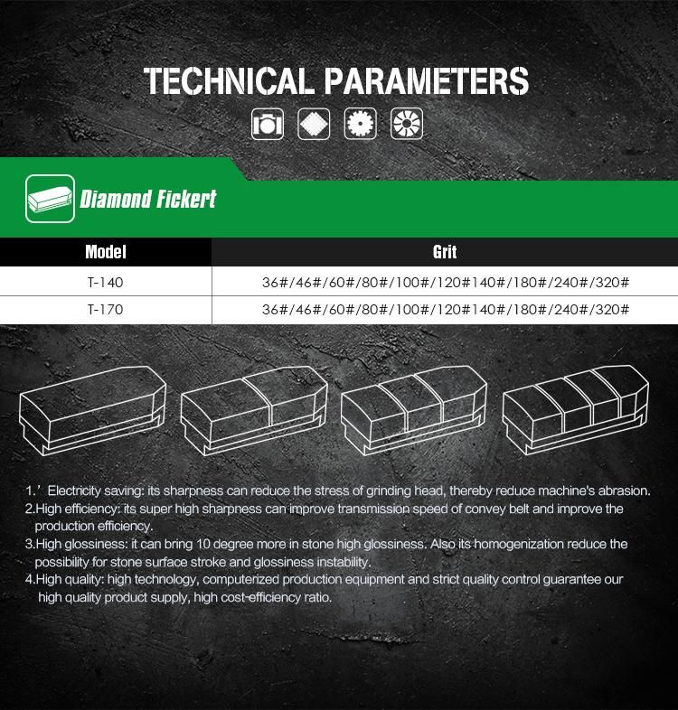 Diamond Fickert/Brick Abrasive for Calibration/Polishing Granite, Polishing Machine, Wanlong Brand