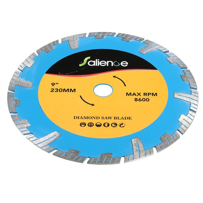 230mm 9 Inch Style Deep Teeth Diamond Circular Saw Blade with Productive Teeth for Dry and Wet Cutting Stone, Concrete, Granite