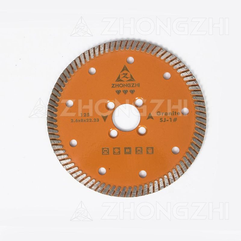 D125 Sintered Narrow Continuous Turbo Rim Diamond Blade for Vertical Cutting