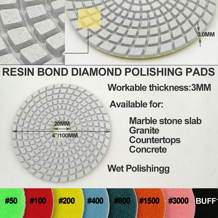 4" Professional Wet Diamond Flexible Polishing Pads for Granite Marble Ceramic