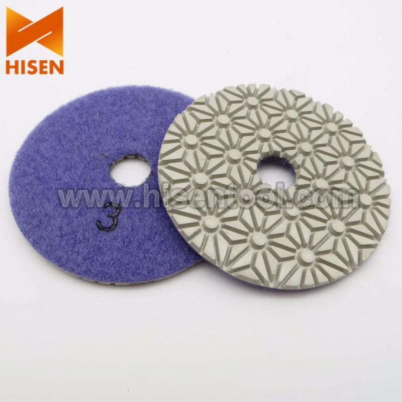 Premium 3 Steps 100mm Diamond Wet Polishing Pads for Granite