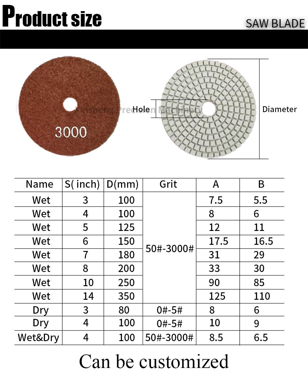 100mm 50-3000 Grit Wet/Dry Diamond Polishing Pads Steel Stone Water Grinding Discs