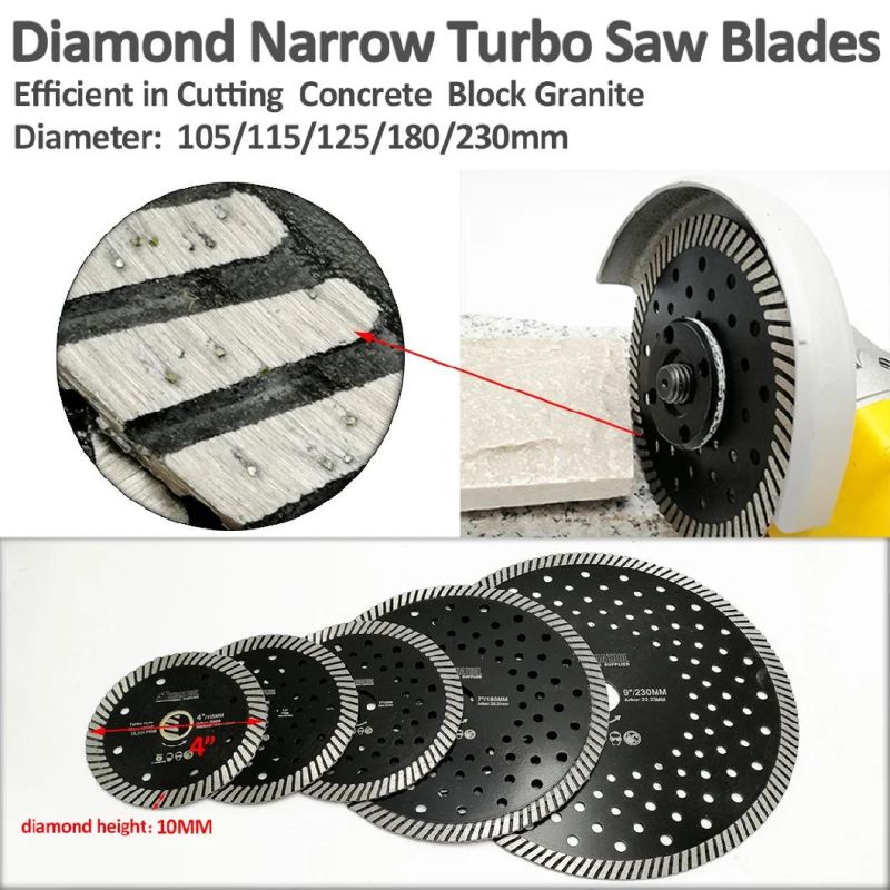 4.5inch/115mm Diamond Turbo Cutting Blades with Multi Holes Fotr Granite Marble Concrete Masonry