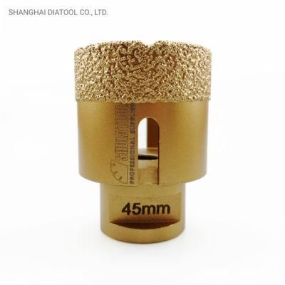 Shdiatool Dia 45mm Vacuum Brazed Diamond Drilling Bits With15mm Diamond Height for Granite Marble Ceramic