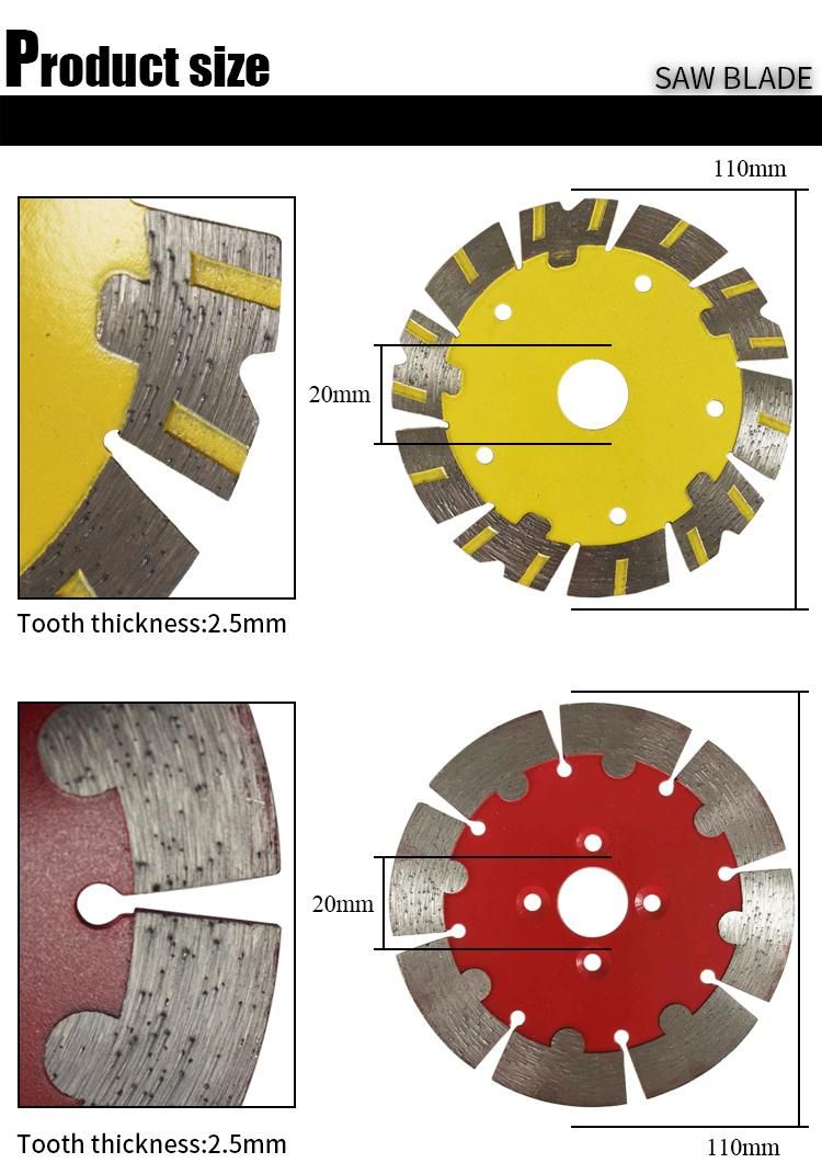 110mm Sintered Diamond Segmented Saw Blade for Dry Cutting Concrete Granite