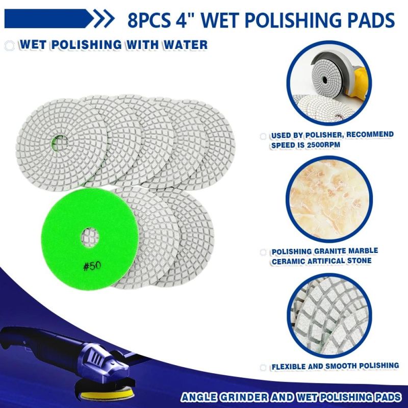 3PCS/Set 4" Flower Type 3 Step Diamond Polishing Pad for Granite