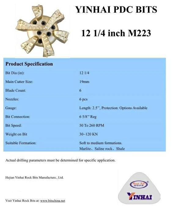 Geological Diamond PDC Drill Bit 12 1/4" Matrix Body