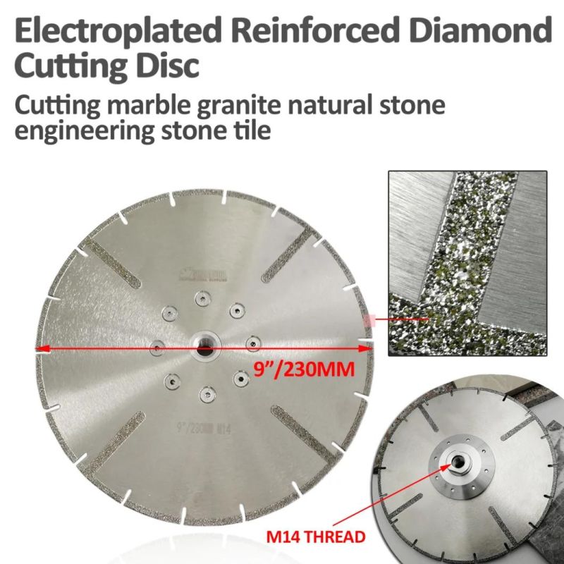 9′′ Electroplated Diamond Cutting Discs for Granite & Marble, Both Side Reinforced