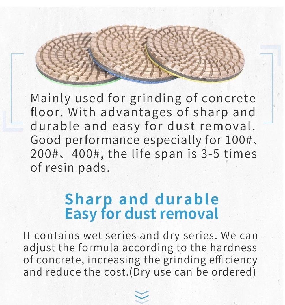 4inch Diamond Metal Grinding Pads for Concrete Floors Polishing