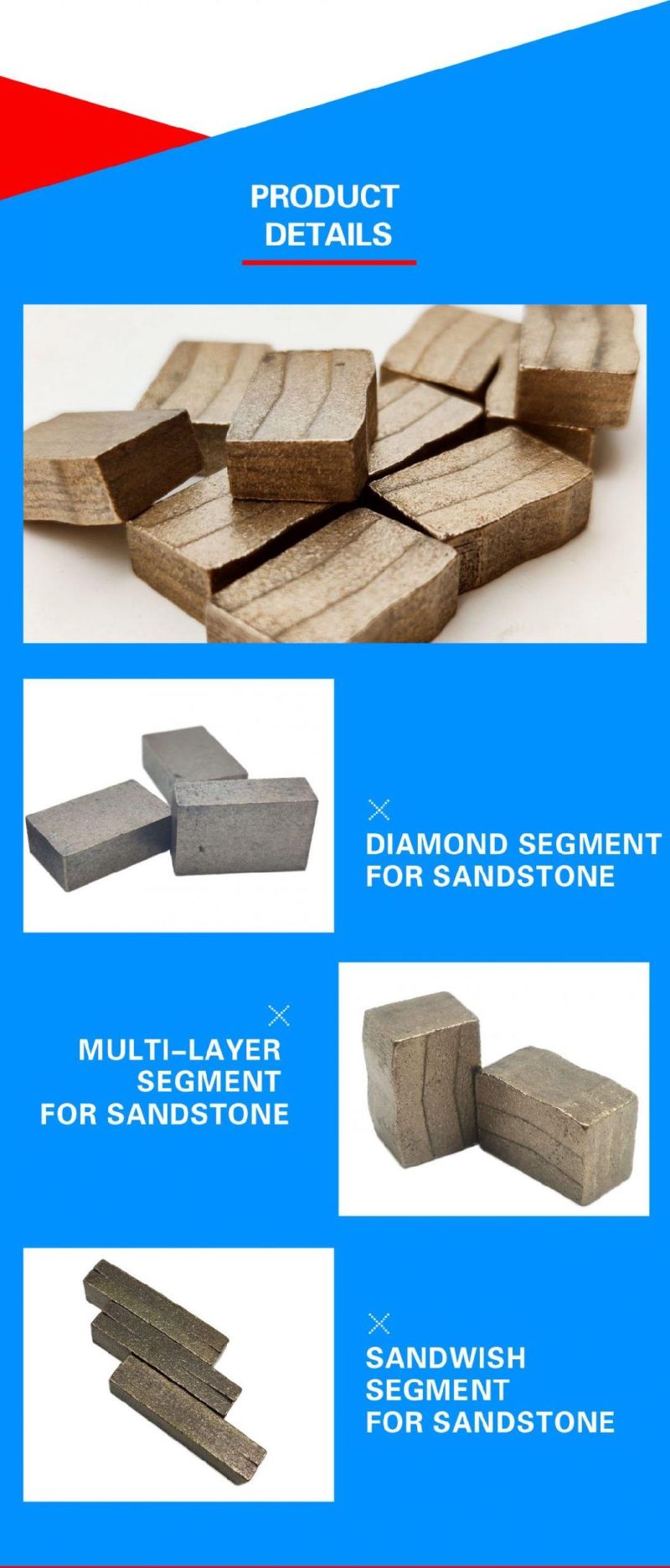 Sandstone Diamond Segment for Block Slab Cutting Good Sharpness