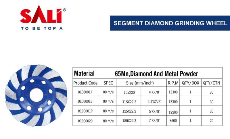 Sali Manufacture Segment Sintered Diamond Grinding Cup Wheel