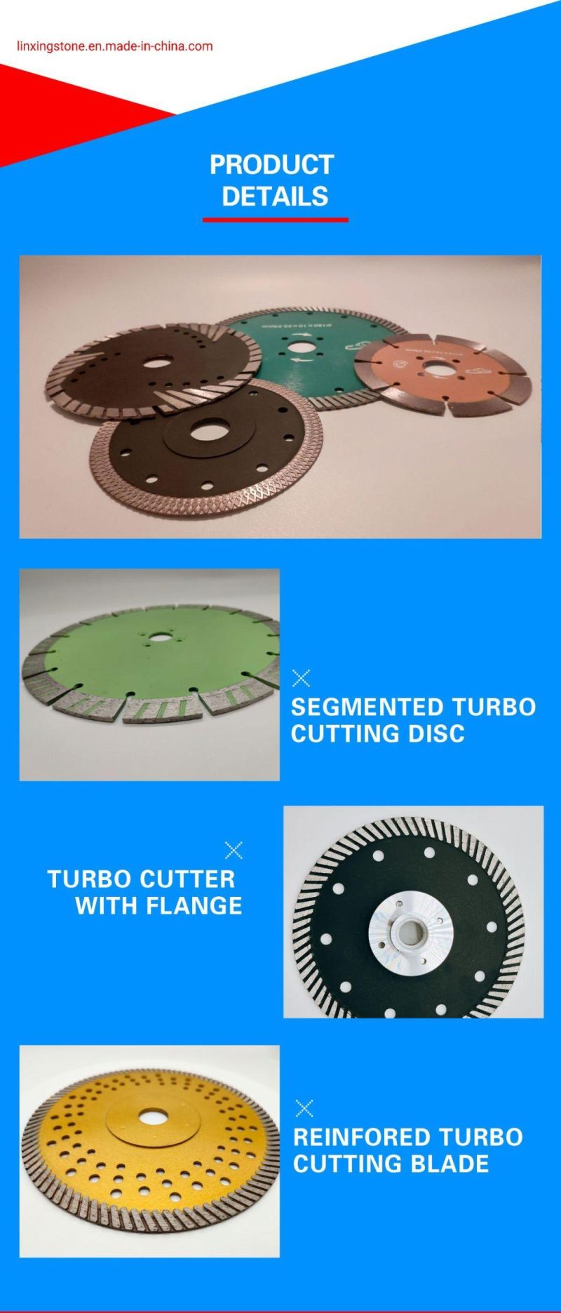 180mm High Efficiency Diamond Thin Turbo Blades Cutting Stones Ceramic