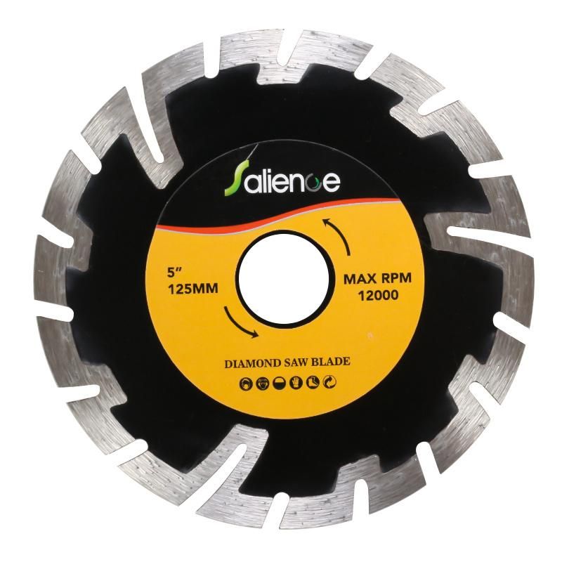 125mm 7 Inch Style Deep Teeth Diamond Circular Saw Blade with Productive Teeth for Dry and Wet Cutting Stone, Concrete, Granite