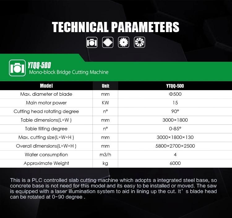 Ytqq-500 Automatic Mono Marble Granite Bridge Stone Cutting Machine