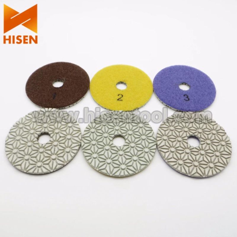 Premium 3 Steps 100mm Diamond Wet Polishing Pads for Granite