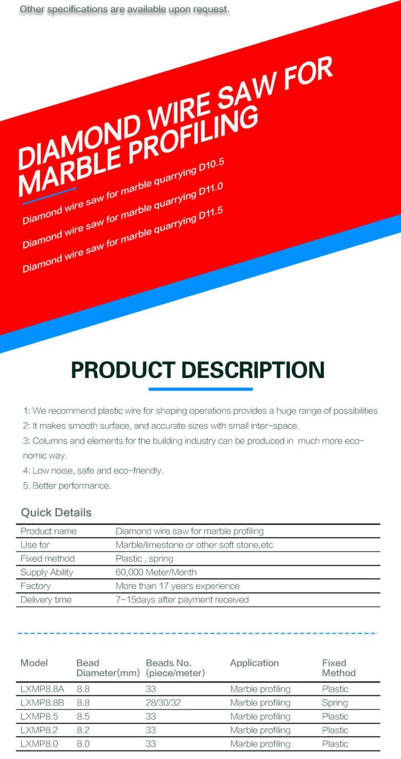 Diamond Profiling Wire Saw for Profiling Granite and Marble Stone Wire Rope Saw