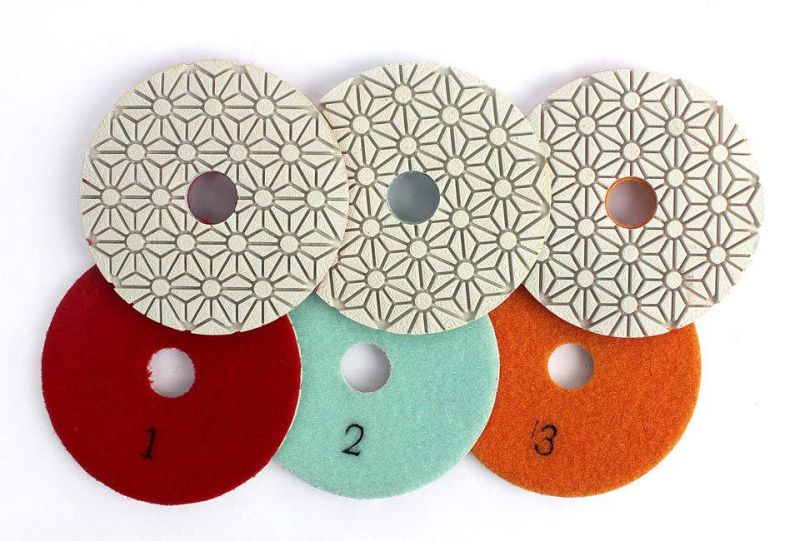 5" Diamond 3 Steps Dry Polishing Pads for Stone Marble Granite Quartz