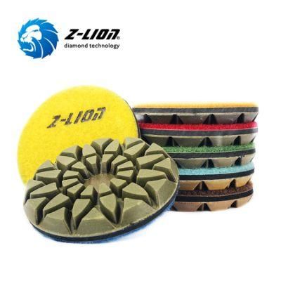 Abrasive Tools Diamond Resin Floor Polishing Pads 3 Inch X 6mm Thickness Lotus Type Zl-16sf