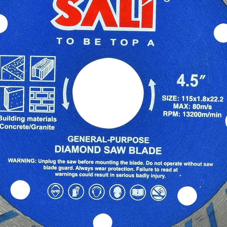 Sali 4.5inch 115*1.8*22.2mm High Quality Turble Diamond Saw Blade