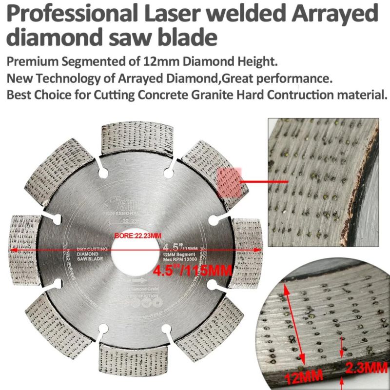 Professional Laser Welded Diamond Saw Blade Arrayed Diamond