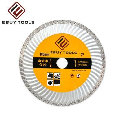 7inch 180mm Strengthen Turbo Wave Diamond Saw Blade for Cutting Concrete, Marble, Granite and Asphalt