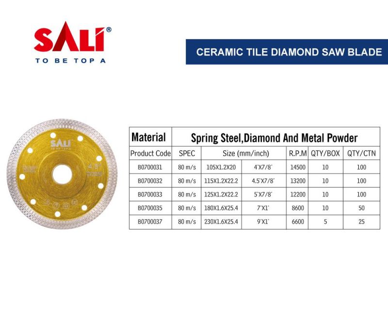 Sali 4.5′ ′ 115*1.0*10*22mm Professional Ceramic Tile Diamond Saw Blade