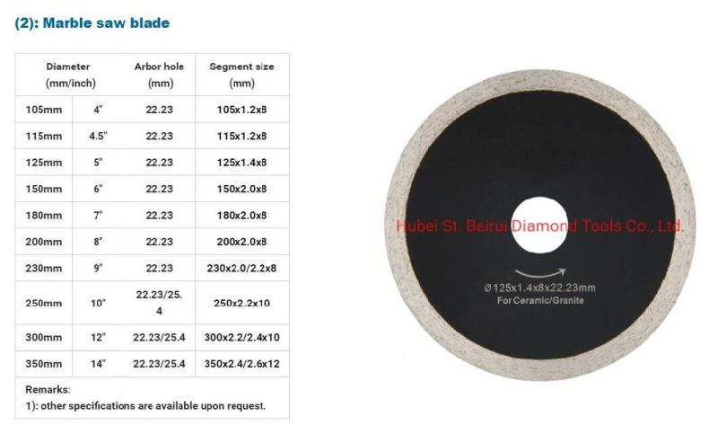 Hot Pressed Continous Rim Diamond Circular Saw Blade for Granite Tile Porcelain Cutting Power Tools