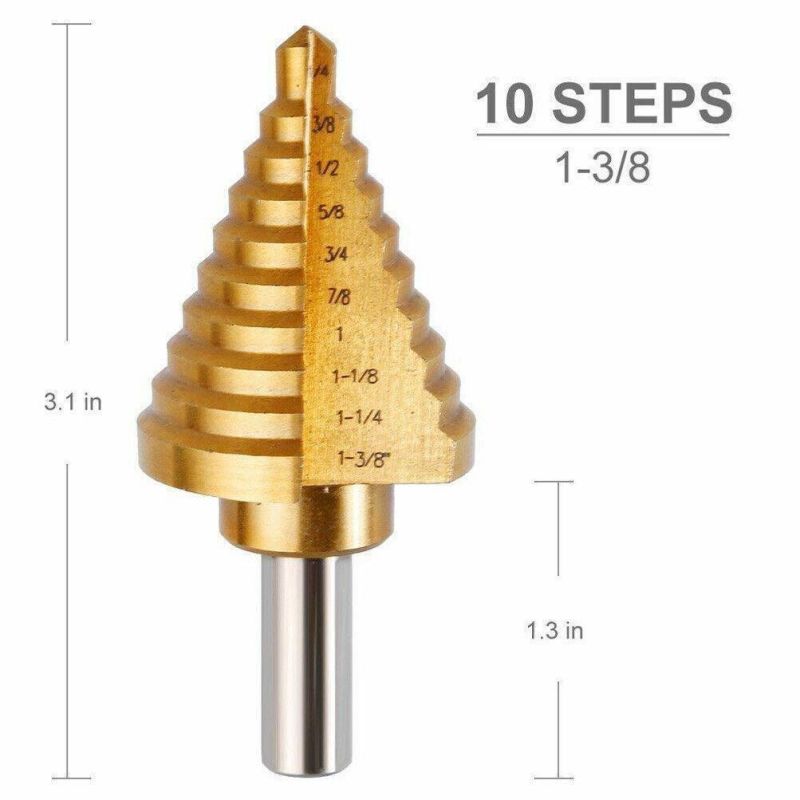 Step Drill Titanium Coated, Flute Straight