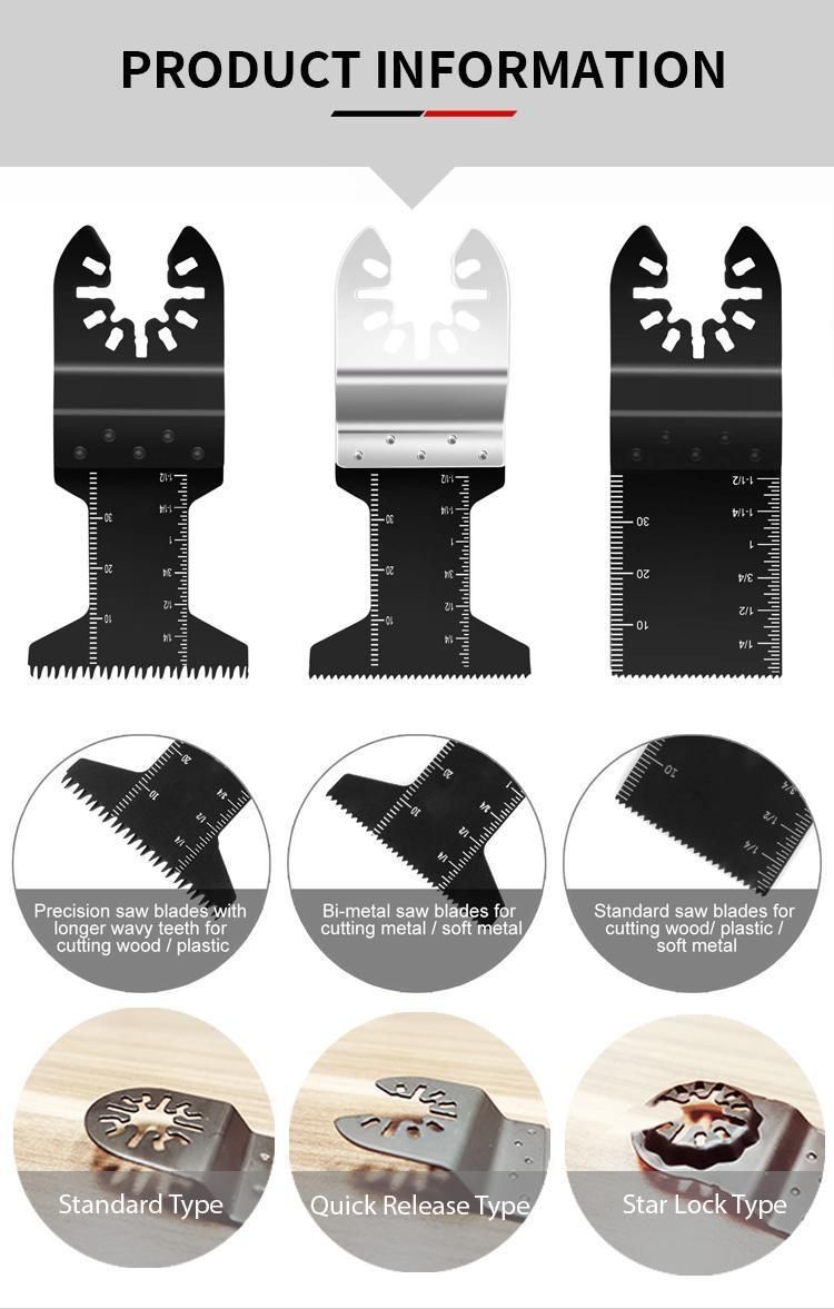 6 PCS Hcs Japan Bim Teeth Oscillating Multi Tool Saw Blade for Wood Plastic Soft Metal and Tiles Set