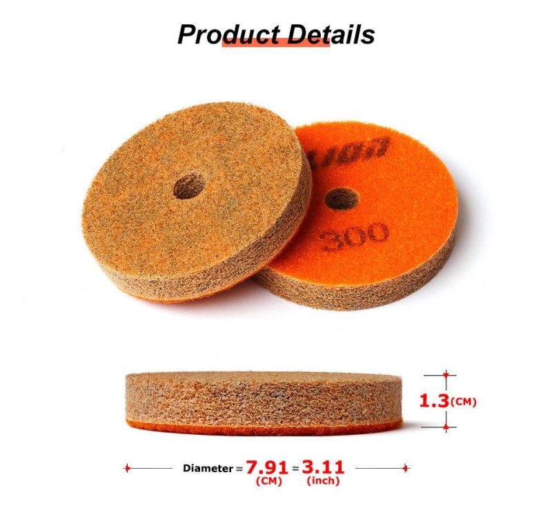 3" Diamond Nylon Fiber Sponge Polishing Pads for Stone Concrete Floor Grinding Cleaning