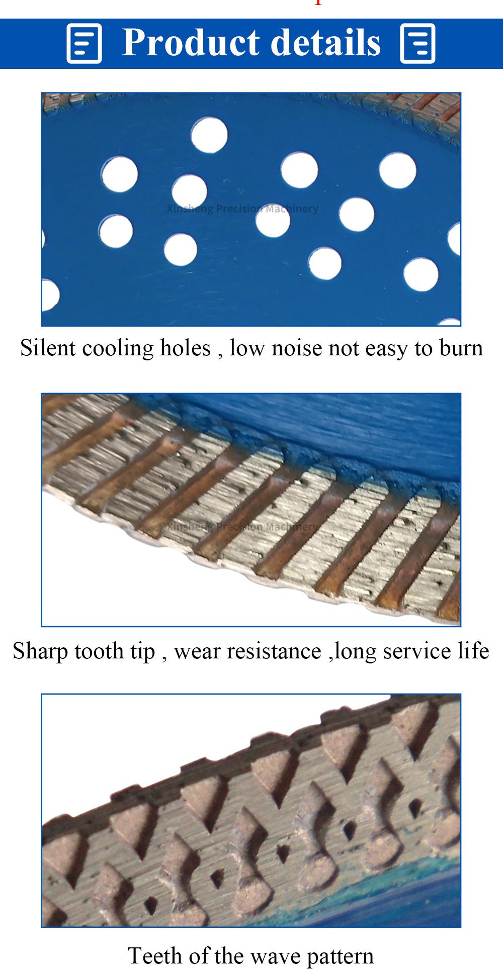 Hot Press Diamond Turbo Circular Saw Blade for Cutting Porcelain Tile with Reinforced Center