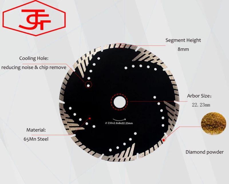 7 Inch 230 mm Diamond Granite Saw Blade with Protective Teeth