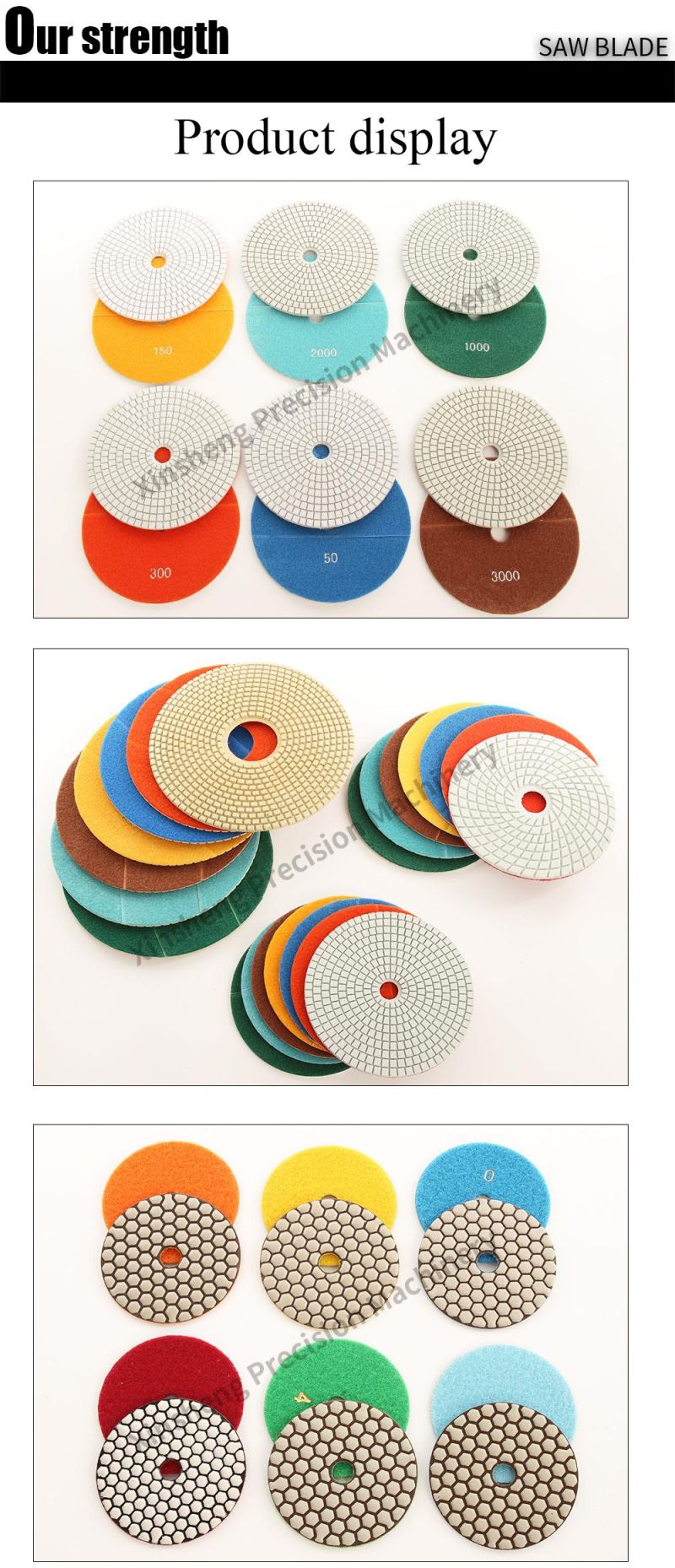 Wet Dry 3mm Granite Marble Buffing and Polishing Pads
