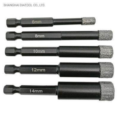 Quick Fit Hexagon Shank Hole Saw Vacuum Brazed Diamond Core Drill Bit for Ceramic Porcelain Marble Drilling