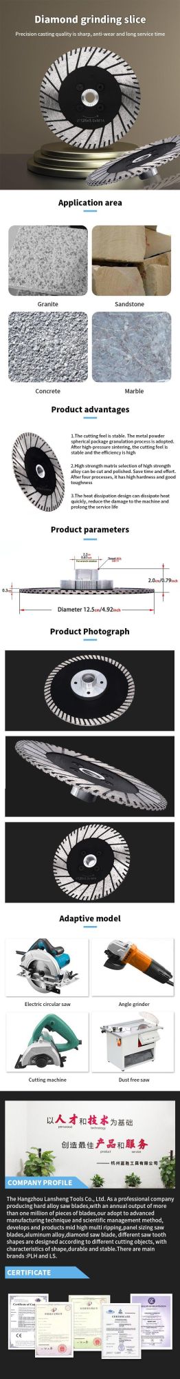 Pilihu Segmented Blade Diamond Saw Blade for Cutting Stone Granite Marble Concrete Brick