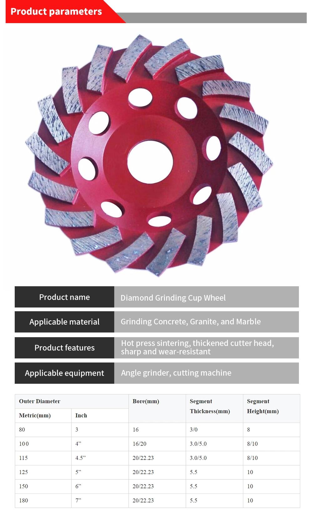 Pilihu Diamond Saw Blade Grinding Cup Wheel for Granite Marble